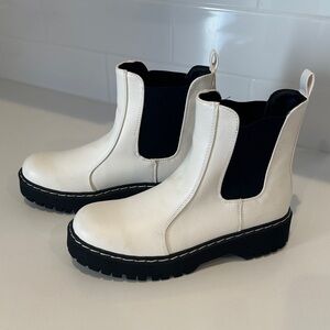Chic White and Black Ankle Boots